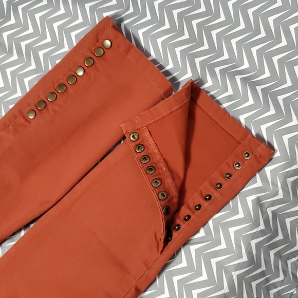 Soft Surroundings Sz S Pull on Pants Orange Rust Snaps at Ankle Trousers Jeans - Picture 6 of 8